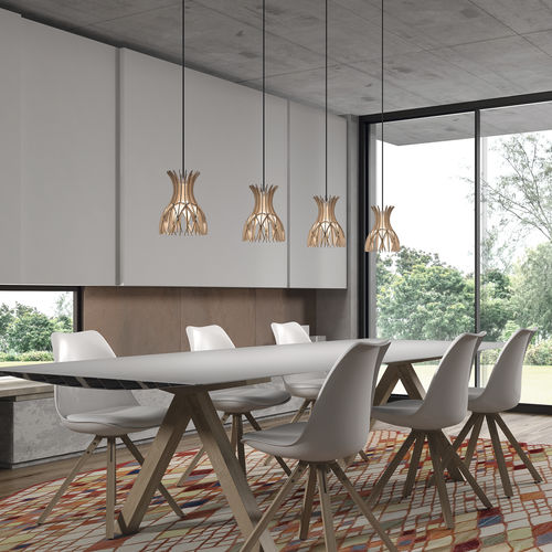Lampada a sospensione - DOMITA S/20 - BOVER Barcelona - in alluminio / in legno / contemporanea