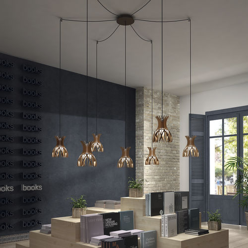 Lampada a sospensione - DOMITA S/20/7L - BOVER Barcelona - in alluminio / in legno / contemporanea