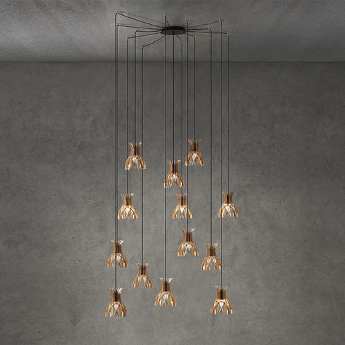 Lampada a sospensione - DOMITA S/20/13L - BOVER Barcelona - in alluminio / in legno / contemporanea