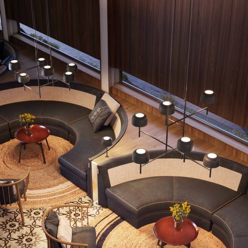 Lampadario contemporaneo - Bol S/6L - BOVER Barcelona - in ottone / in alluminio / in policarbonato