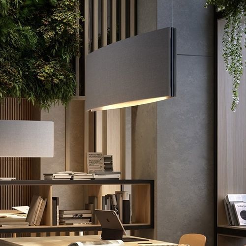Lampada a sospensione - NOREN S/123 - BOVER Barcelona - in alluminio / in tessuto / in MDF