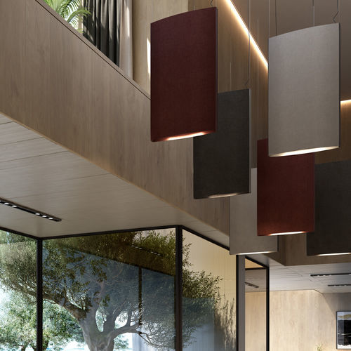 Lampada a sospensione - NOREN S/72 - BOVER Barcelona - in alluminio / in tessuto / in MDF