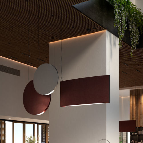 Lampada a sospensione - NOREN S/85 - BOVER Barcelona - in alluminio / in tessuto acustico / in MDF