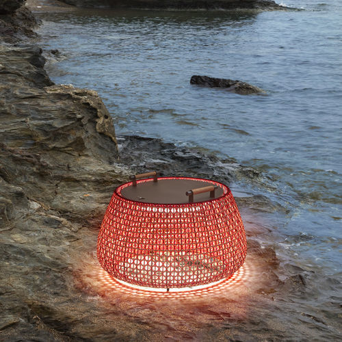 Tavolo d'appoggio contemporaneo - Nans Bag/38/R - BOVER Barcelona - in teak / in alluminio / in acciaio inossidabile