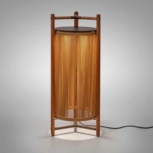 Lampada da pavimento - Kando P/111  - BOVER Barcelona - in alluminio / in teak / in policarbonato