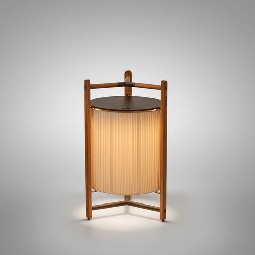 Lampada da pavimento - Kando P/76/R - BOVER Barcelona - in alluminio / in teak / in policarbonato