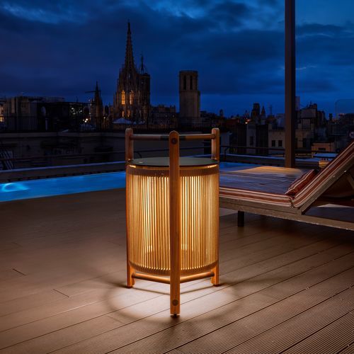 Lampada da pavimento - Kando P/76/R  - BOVER Barcelona - in alluminio / in teak / in policarbonato