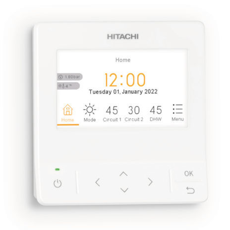 Tastiera di controllo per impianti di riscaldamento - PC-ARFH2E - HITACHI - per pompa di calore / a muro / con touch screen