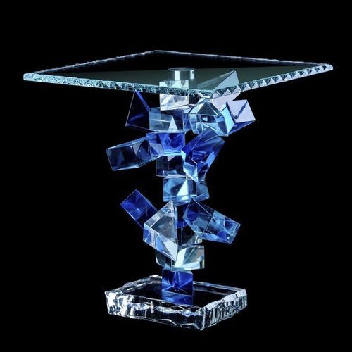Tavolo d'appoggio design originale - TBL/2/PSM - Arte di Murano - in vetro di Murano / con supporto in vetro di Murano / quadrato