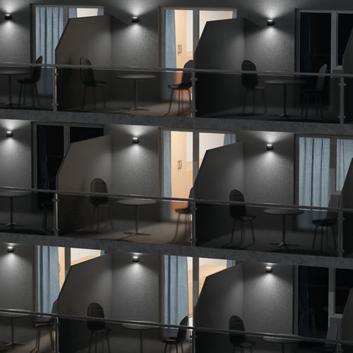 Applique contemporanea - CUBIC Q - PXF LIGHTING - da esterno / in alluminio / in opalina