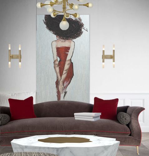 Pannello decorativo da parete - 46-0493 LA DAME AU CHAPEAU - Christopher Guy - in vetro / colorato / per uso residenziale