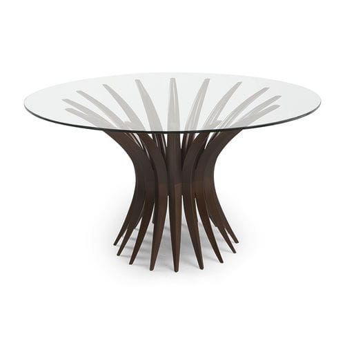 Tavolo contemporaneo - NIEMEYER II - Christopher Guy - in vetro temprato / con supporto in acagiù / rotondo
