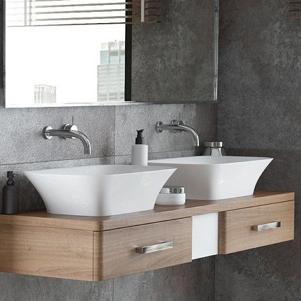 Lavabo da appoggio - LEROS - HOESCH - in ceramica / rettangolare / senza foro