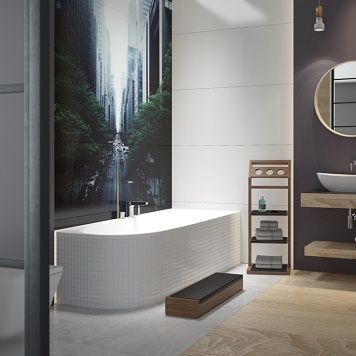 Vasca da bagno d'angolo - 3842.010 - HOESCH - da appoggio / per ambiente abitativo / in acrilico