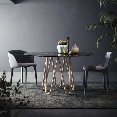 Tavolo contemporaneo - MEDUSE  - CASAMANIA HORM - in marmo / con supporto in metallo verniciato / rotondo