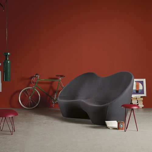 Divanetto imbottito contemporaneo - KOUCH - CASAMANIA HORM - in tessuto / in pelle / in metallo