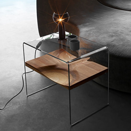 Tavolo d'appoggio contemporaneo - BIFRONTE  - CASAMANIA HORM - in legno compensato / in noce / in vetro