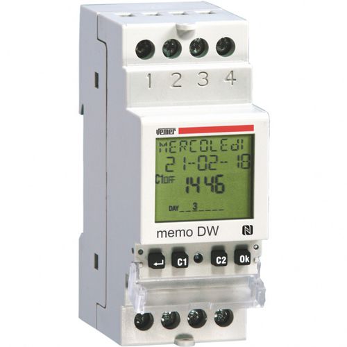Interruttore orario digitale - MEMO DW - VEMER - su guida DIN