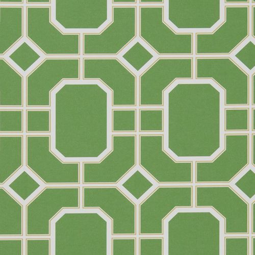 Carta da parati classica - PAGEANT : PAVILION - JIM THOMPSON - con motivi geometrici / grigia / blu