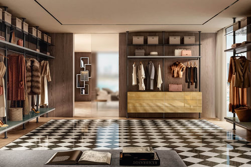Cabina armadio contemporanea - Vista  - LAGO - in legno laccato / in vetro / con cassetti