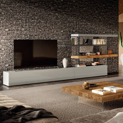 Parete attrezzata per soggiorno contemporanea - Air  - LAGO - in legno laccato / in vetro / in marmo