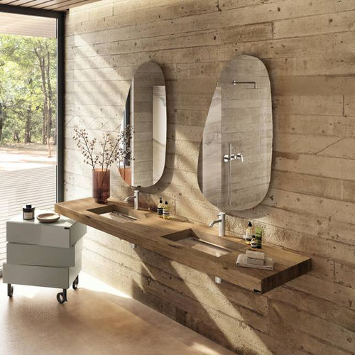 Lavabo sospeso - Depth  - LAGO - in vetro / in legno / con piano integrato