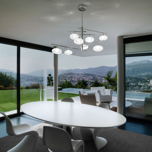 Lampadario contemporaneo - DOLCE - METAL LUX - in vetro / in metallo cromato / da 6 lampadine