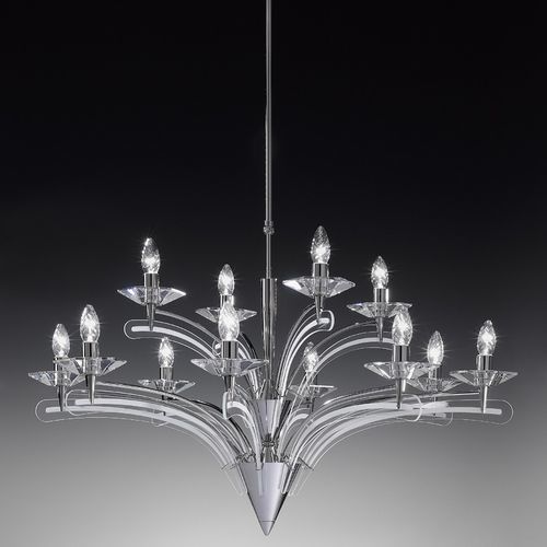 Lampadario contemporaneo - ICARO - METAL LUX - in cristallo / da 12 lampadine / contract