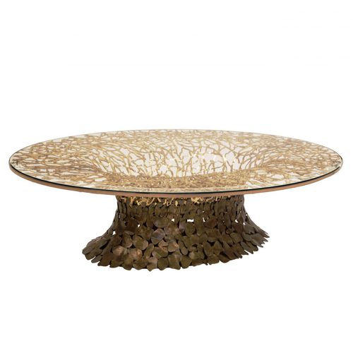 Tavolino basso design originale - GOLDENART 598/T160x120 - iDL - in vetro / in metallo / con supporto in metallo