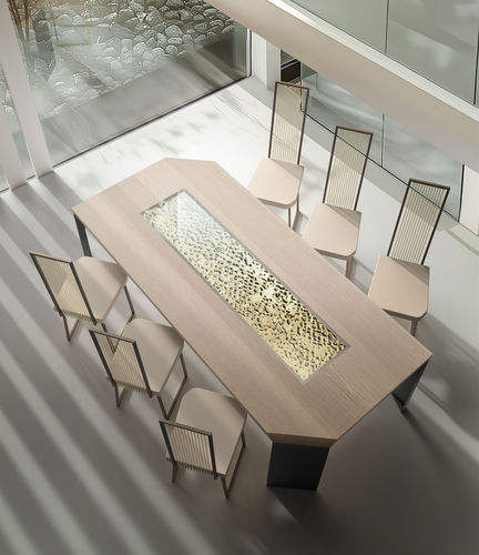 Tavolo contemporaneo - LAMAA  - iDL - in rovere / in vetro / in metallo