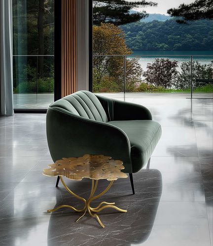 Tavolino basso design originale - RADICI : 620 - iDL - in vetro / in metallo / con supporto in metallo