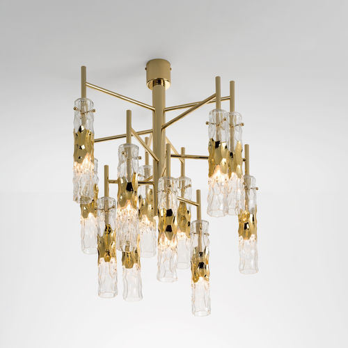 Plafoniera contemporanea - BAMBOO 423/12PF - iDL - tubolare / in metallo / in vetro di Murano