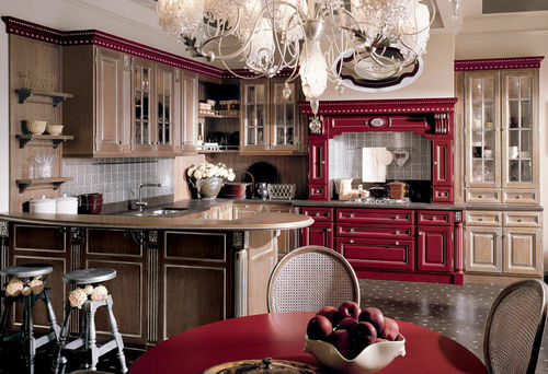 Cucina classica - RED ROSE - MARTINI MOBILI - in castagno / in quarzo / a U