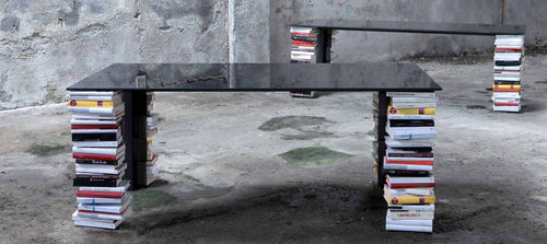 Tavolo contemporaneo - EX-LIBRIS  - minottiitalia - in vetro / rettangolare