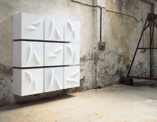 Credenza a muro - RIFLESSO D’ONDA - minottiitalia - contemporanea / in legno / in legno laccato