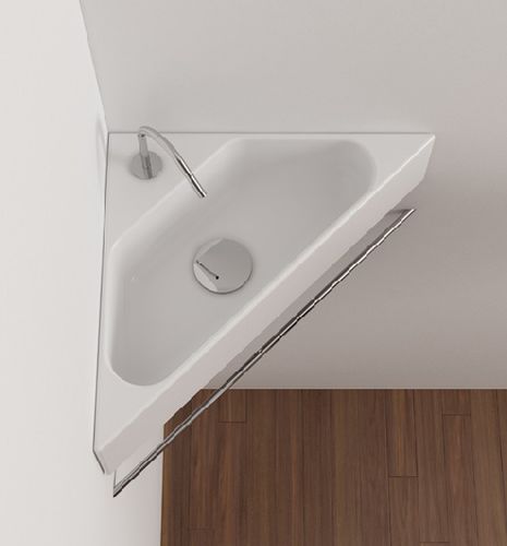 Lavabo sospeso - MISURA - Falerii - in ceramica / con portasalviette integrato / d'angolo