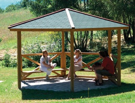 Gazebo in legno - 3.502  - TLF srl - in acciaio / tetto in legno / con struttura in legno
