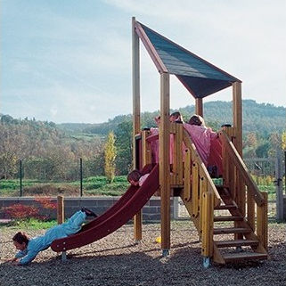 Scivolo dritto - 151/012  - TLF srl - per parco giochi / in legno / con copertura