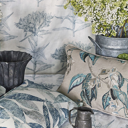 Tessuto da tappezzeria - GARDENIA : WISTERIA EMBROIDERY - ROMO - per tende / a fiori / in poliestere