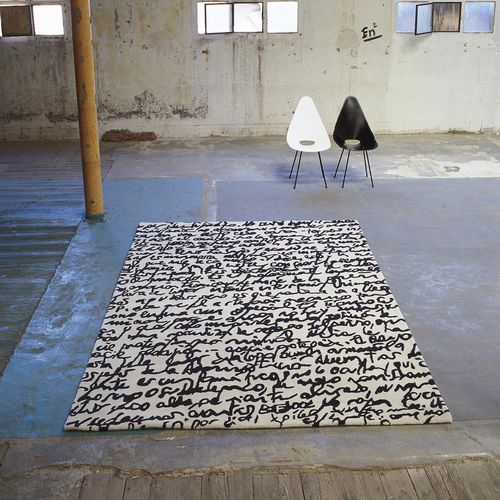 Tappeto contemporaneo - Black on White - nanimarquina - a motivi / in lana della Nuova Zelanda / rettangolare