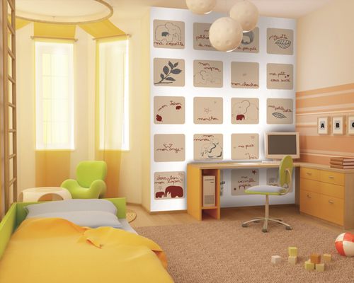 Carta da parati contemporanea - MON CHOUCHOU  MURAL LITTLE ONES L0414080 - BIANCHI LECCO SRL - a colori / lavabile / foto