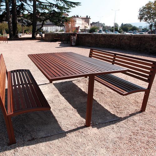 Tavolo da picnic contemporaneo - CAMILLA G2  - CITY DESIGN - in acciaio galvanizzato / in legno / con supporto in acciaio galvanizzato