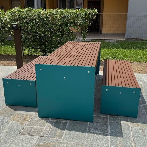 Tavolo da picnic contemporaneo - LENA TA - CITY DESIGN - in acciaio galvanizzato / in legno / con supporto in acciaio galvanizzato