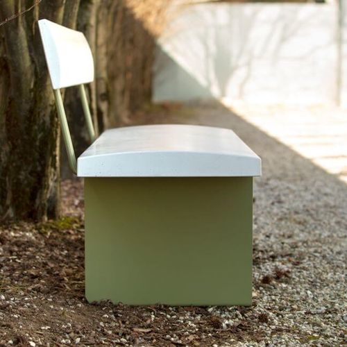 Panca contemporanea - MALY - CITY DESIGN - in acciaio galvanizzato / in calcestruzzo ad alte prestazioni / con schienale