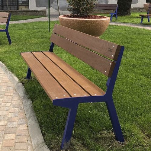 Panca per spazi pubblici contemporanea - NOALE – W – TW - CITY DESIGN - in acciaio galvanizzato / in legno / con schienale