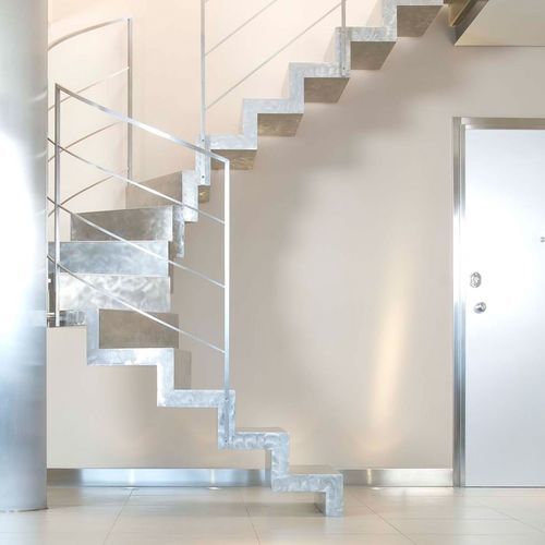 Scala a U - A 227 - METALL CONCEPT - con gradini in pietra / con struttura in metallo / per uso residenziale