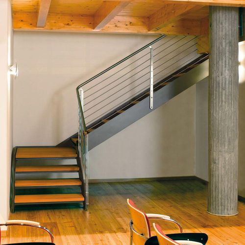 Scala dritta - F 111 - METALL CONCEPT - a L / con gradini in legno / con struttura in metallo