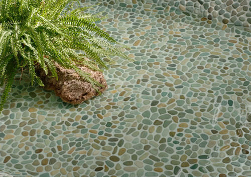 Piastrella in cemento - CIOTTOLI VERDE - RASTONE - liscia / da interno / per pavimento
