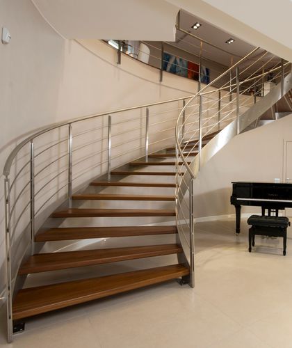 Scala a L - STM 01 - RIZZI - con gradini in legno / con struttura in metallo / contemporanea