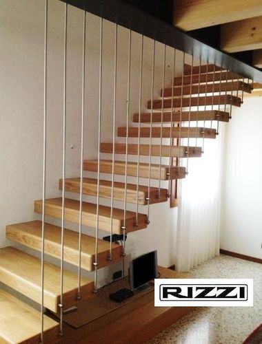 Scala dritta - STM 13 - RIZZI - a L / con gradini in legno / con struttura in metallo